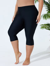 Charmo Plus Size Swim Bottoms for Womens High Waisted Swim Capris Long Swim Shorts