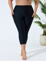 Charmo Plus Size Swim Bottoms for Womens High Waisted Swim Capris Long Swim Shorts
