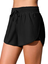 Sociala Womens 2 in 1 Drawstring Swim Shorts Quick Dry Board Shorts with Boxer Liner Pockets Sport Swim Bottoms