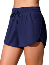 Sociala Womens 2 in 1 Drawstring Swim Shorts Quick Dry Board Shorts with Boxer Liner Pockets Sport Swim Bottoms