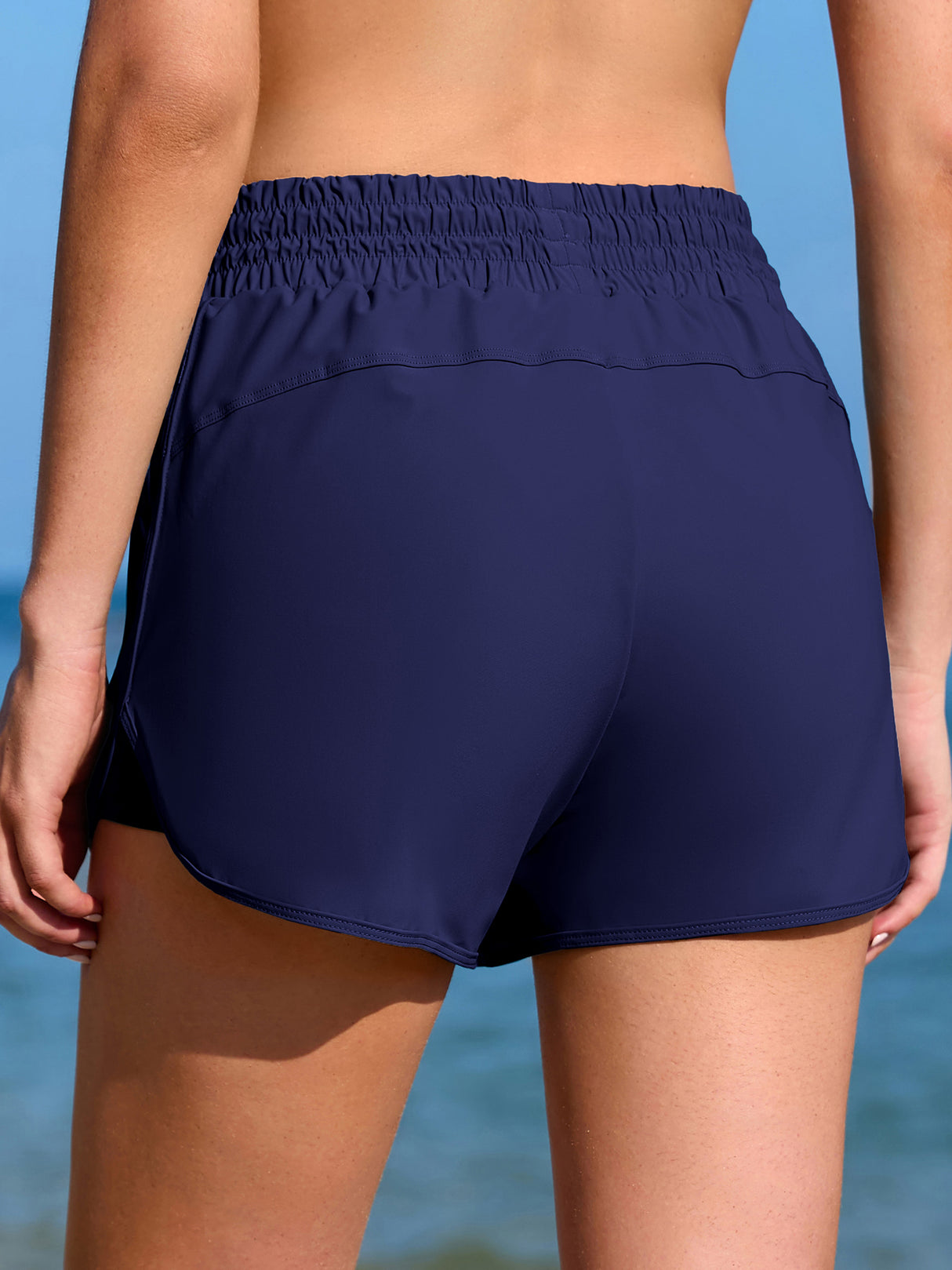 Sociala Womens 2 in 1 Drawstring Swim Shorts Quick Dry Board Shorts with Boxer Liner Pockets Sport Swim Bottoms