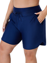 Charmo Plus Size High Waist Black Swim Shorts