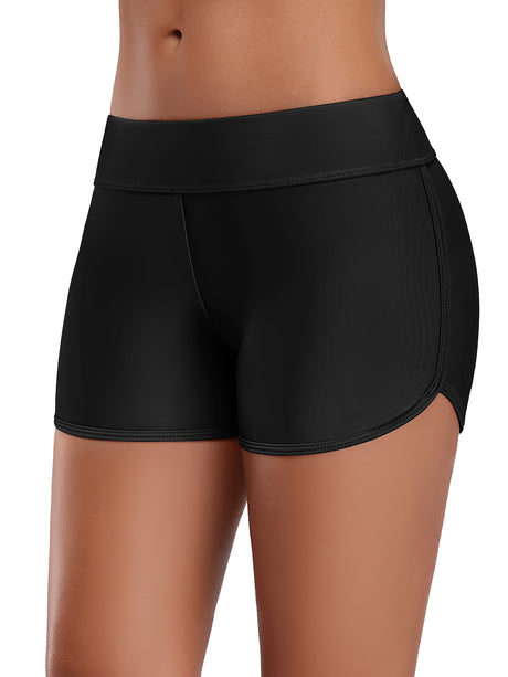 Charmo Swim Shorts for Women Stretchy Board Shorts Solid Tankini Bottoms Sport Swimsuit Bottoms