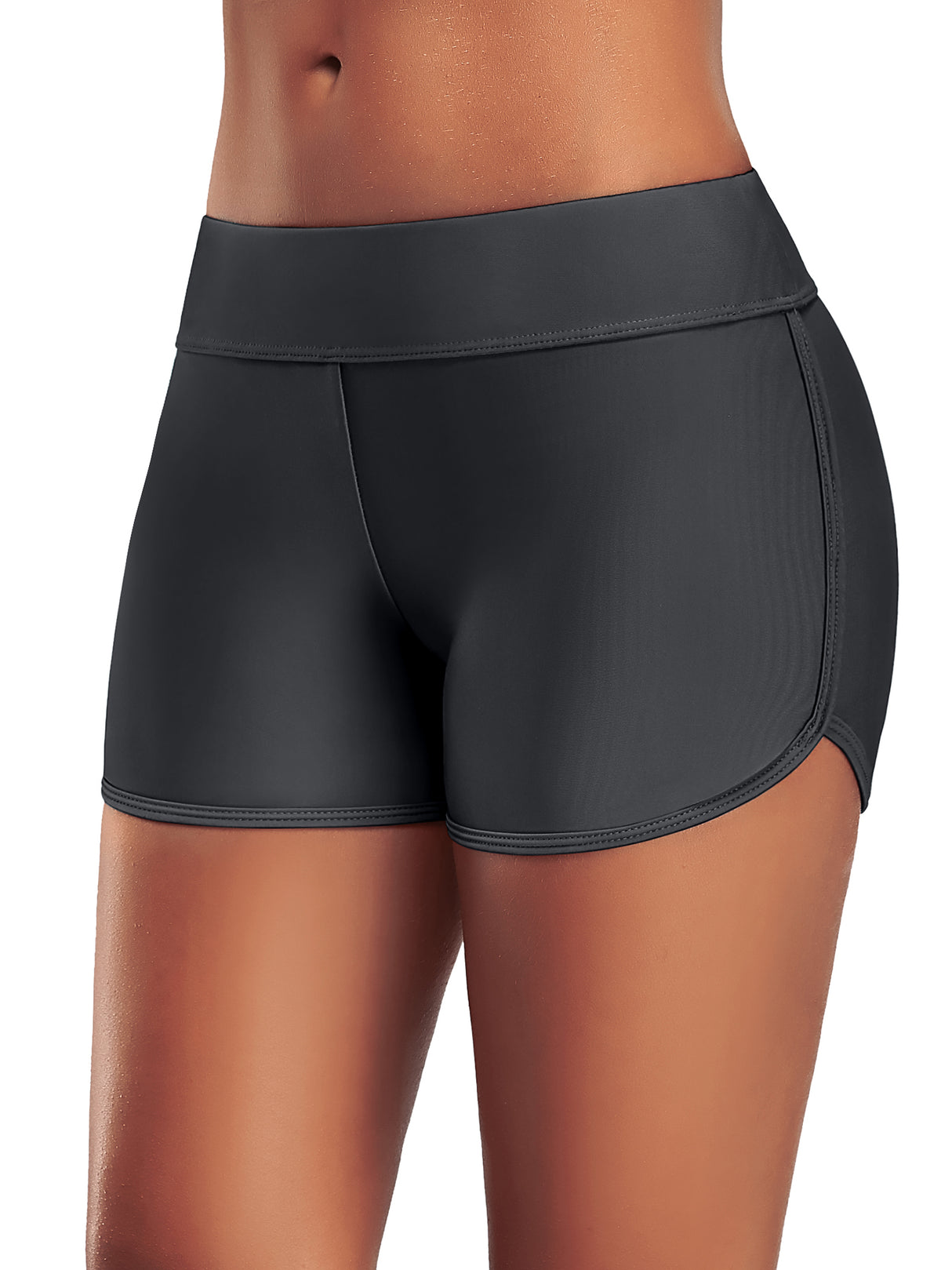 Charmo Swim Shorts for Women Stretchy Board Shorts Solid Tankini Bottoms Sport Swimsuit Bottoms