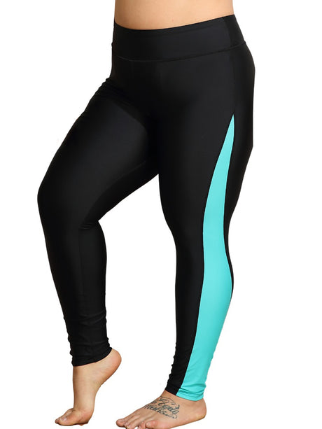 Sociala Womens Plus Size High Waisted Swim Pants Sporty Swimming Leggings UPF 50+ Swimsuit Bottoms