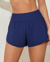 Charmo High Waisted Sport Swim Shorts for Womens Side Slits Boardshorts with Pockets UPF 50+