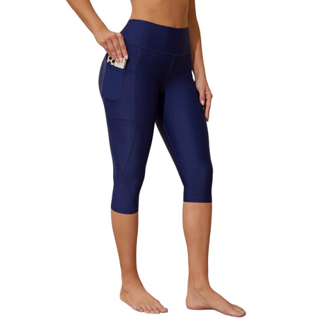 Sociala Women's High Waisted Swim Bottoms Capris Legging Sport Swimming Pants UPF 50+