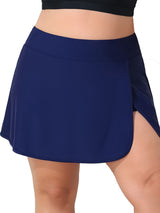 Sociala Plus Size Swim Skirt with Shorts for Womens High Waisted Side Split Swim Shorts with Pockets