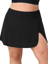 Sociala Plus Size Swim Skirt with Shorts for Womens High Waisted Side Split Swim Shorts with Pockets