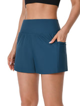 Charmo Swim Shorts for Women Swimwear High Waisted Swim Bottom Hidden Pockets Board Shorts