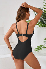 Cut Out Backless Serrated Tummy Control One Piece Swimsuit