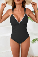 Cut Out Backless Serrated Tummy Control One Piece Swimsuit