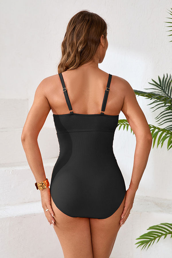 U Neck O-ring Trim Modest One-Piece Swimsuit