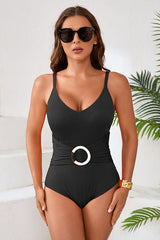 U Neck O-ring Trim Modest One-Piece Swimsuit