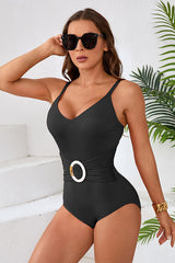 U Neck O-ring Trim Modest One-Piece Swimsuit