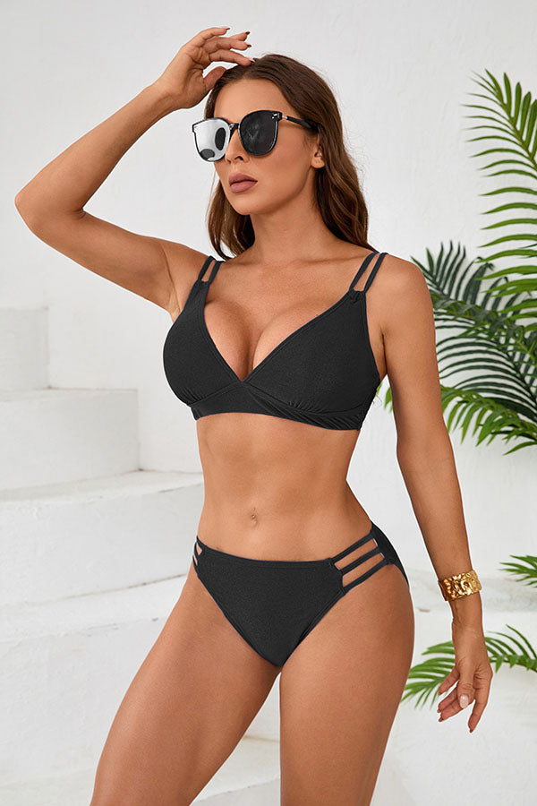 Triangle Backless Bikini For Women Mid Rise Sexy Two Piece Swimsuit