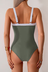 Square Neck Wide Straps Modest One Piece Swimsuit