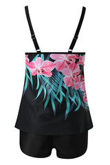 Floral Pattern Adjustable Straps High Waist Tankini Swimsuits