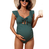 Sociala Square Neck Maternity Bathing Suit Cutout Modest One Piece Pregnancy Swimsuit