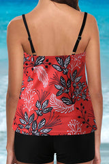 Floral Spegatti Strap Tummy Control High Waist Tankini Swimsuits