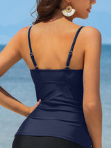 Charmo Women's High Neck Tankini Tops Built-in Bra Only Tummy Control Swimsuit Tops Ruched Swim Tops Without Bottoms