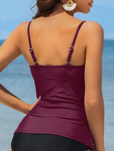 Charmo Women's High Neck Tankini Tops Built-in Bra Only Tummy Control Swimsuit Tops Ruched Swim Tops Without Bottoms