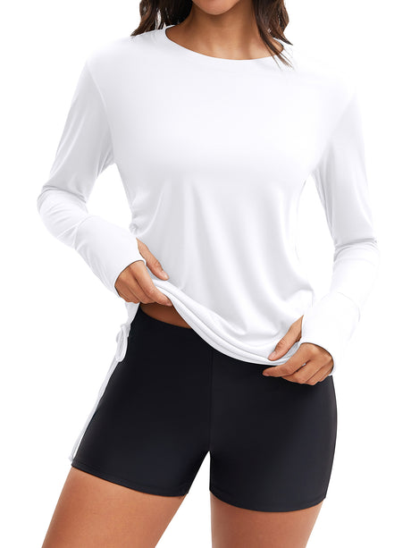 Sociala Women Two Piece Rash Guard Long Sleeve Swim Shirt and Shorts UPF 50+ Quick Dry 2 Piece Bathing Suit