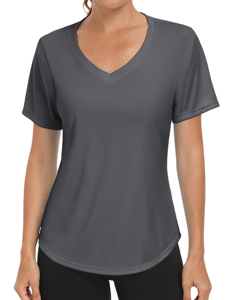 Charmo Womens Shorts Sleeve Swim Shirts UPF 50+ Sun Protection Rashiguard Hiking Runing Shirt Tops