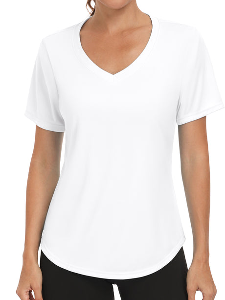 Charmo Womens Shorts Sleeve Swim Shirts UPF 50+ Sun Protection Rashiguard Hiking Runing Shirt Tops