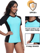 Charmo Short Sleeve Swimsuit Tops for Womens Sun Protection UPF 50+ Rash Guard Quick Dry Swim Shirts
