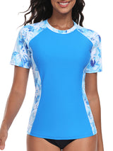 Charmo Short Sleeve Swimsuit Tops for Womens Sun Protection UPF 50+ Rash Guard Quick Dry Swim Shirts