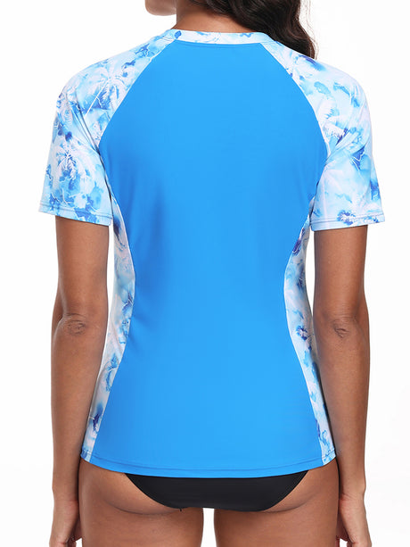 Charmo Short Sleeve Swimsuit Tops for Womens Sun Protection UPF 50+ Rash Guard Quick Dry Swim Shirts