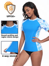 Charmo Short Sleeve Swimsuit Tops for Womens Sun Protection UPF 50+ Rash Guard Quick Dry Swim Shirts
