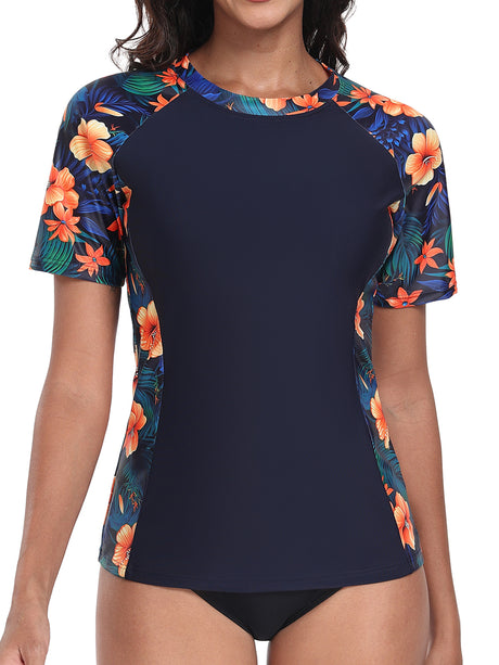 Charmo Short Sleeve Swimsuit Tops for Womens Sun Protection UPF 50+ Rash Guard Quick Dry Swim Shirts