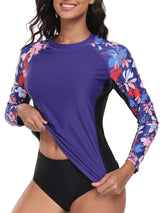 Charmo Womens UPF 50+ Long Sleeve Swimsuit Tops Sun Protection Rashguard Hiking Runing Swim Shirts(No Thumb Holes)