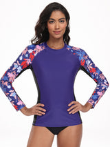 Charmo Womens UPF 50+ Long Sleeve Swimsuit Tops Sun Protection Rashguard Hiking Runing Swim Shirts(No Thumb Holes)