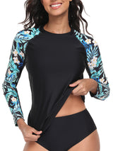 Charmo Womens UPF 50+ Long Sleeve Swimsuit Tops Sun Protection Rashguard Hiking Runing Swim Shirts(No Thumb Holes)