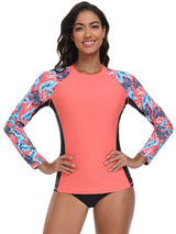 Charmo Womens UPF 50+ Long Sleeve Swimsuit Tops Sun Protection Rashguard Hiking Runing Swim Shirts(No Thumb Holes)