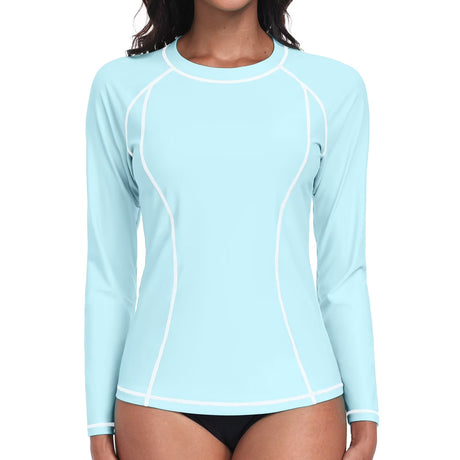 Charmo Women's Long Sleeve Swimsuit Tops Sun Protection UPF 50+ Rash Guards Hiking Runing Athletic Swim Shirts