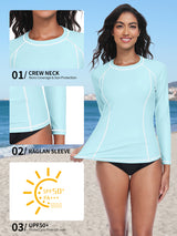 Charmo Women's Long Sleeve Swimsuit Tops Sun Protection UPF 50+ Rash Guards Hiking Runing Athletic Swim Shirts