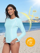Charmo Women's Long Sleeve Swimsuit Tops Sun Protection UPF 50+ Rash Guards Hiking Runing Athletic Swim Shirts
