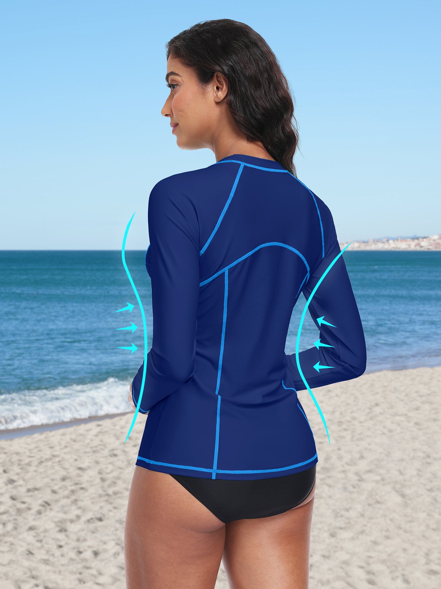 Charmo Women's Long Sleeve Swimsuit Tops Sun Protection UPF 50+ Rash G