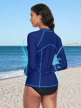 Charmo Women's Long Sleeve Swimsuit Tops Sun Protection UPF 50+ Rash Guards Hiking Runing Athletic Swim Shirts