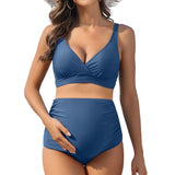 Sociala Womens Two Piece Maternity Swimsuit V Neck Bikini Sets Ruched Bathing Suits