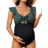 Sociala Square Neck Maternity Bathing Suit Cutout Modest One Piece Pregnancy Swimsuit
