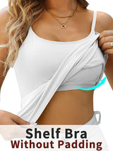 Charmo Womens 3-packs Cotton Scoop Neck Tank Tops Adjustable Spaghetti Strap Undershirts with Shelf Bra