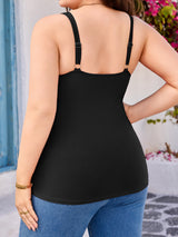 Charmo Women Plus Size Tank Tops with Built-in Padded Bra Adjustable Strap V-Neck Camisole Cotton Cami Shirts 1X-4X