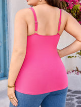 Charmo Women Plus Size Tank Tops with Built-in Padded Bra Adjustable Strap V-Neck Camisole Cotton Cami Shirts 1X-4X