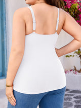 Charmo Women Plus Size Tank Tops with Built-in Padded Bra Adjustable Strap V-Neck Camisole Cotton Cami Shirts 1X-4X
