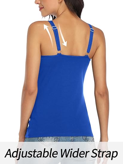 Charmo Wide Straps Tank Tops  Cotton Undershirts with Shelf Bra